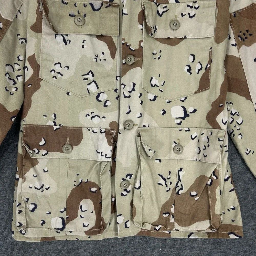 Vintage US Military Desert Chocolate Chip Camo Utility Shirt Mens S‎ Made in USA